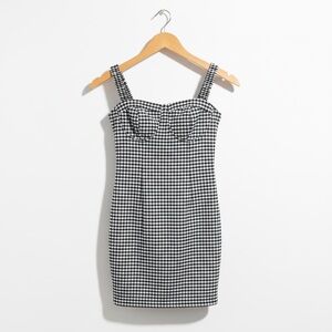 Shinestar Short Mini Dress Gingham Black White Size Small Sweetheart